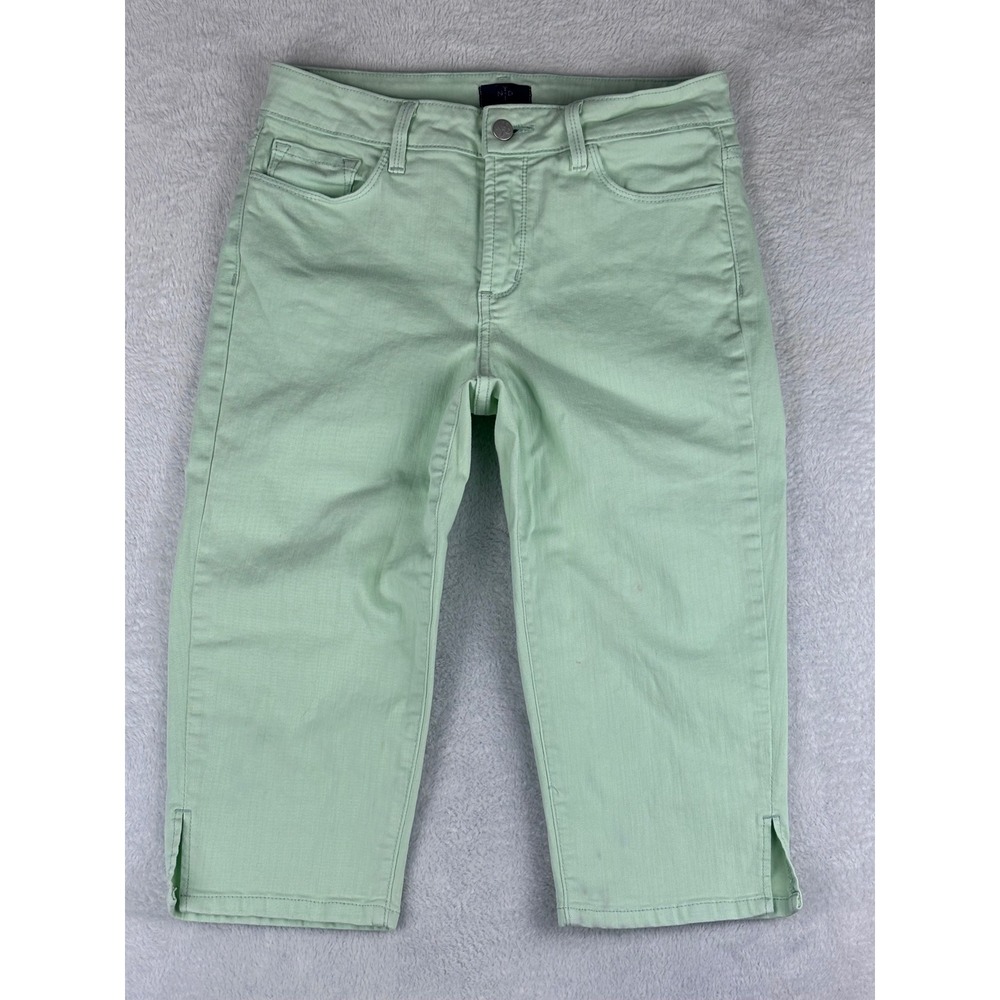 NYDJ Capri Pants Womens Petite 8P Green‎ Cropped Split Hem Stretch